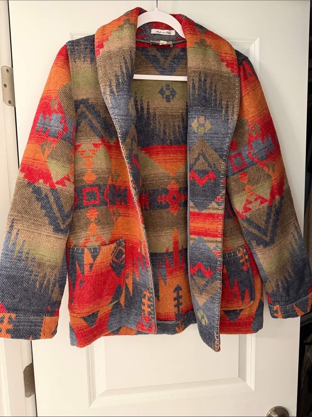 The Territory Ahead Southwestern Aztec Shawl Collar Jacket - Multi Color size M